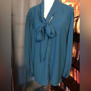 Chicos Bow Blouse- Teal